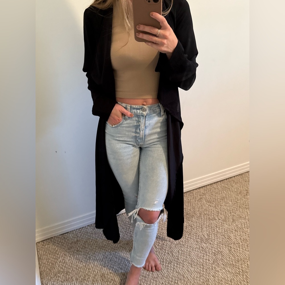Flowy Black Duster Cardigan